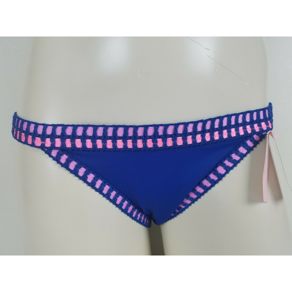 Victoria's Secret Blue Crochet Trim Cheeky Bikini Bottom Size S NWT